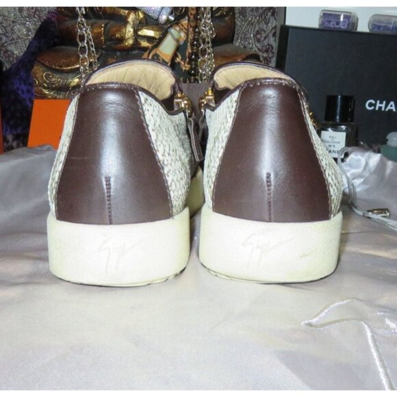 Giuseppe Zanotti Python Embossed Italian Leather Devon Skate Shoes Sneakers 39 - Picture 4 of 11